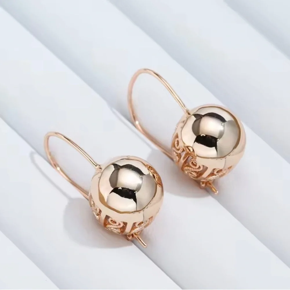 585/14k Rose Gold Ball Drop Earrings - Women Jewelry